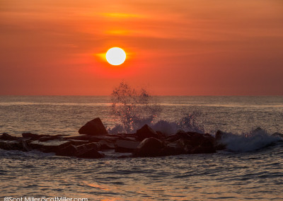 1090772 Breaking wave at sunrise, New Jersey shore