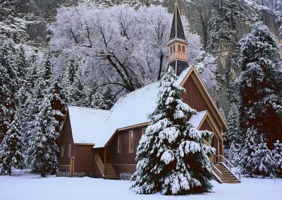 067 Chapel, fresh snow, Yosemite Valley, Yosemite National Park