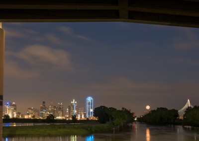 1100548 Downtown Dallas, Texas, Trinity River at flood stage