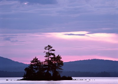 1277 Island, pink dawn, Millinocket Lake, Maine Woods