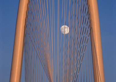 1339 Moonrise, sunset, Margaret Hunt Hill Bridge, Dallas, Texas