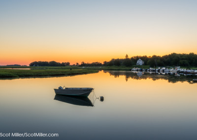 09072 Boat on Essex River at dawn, Essex, MA