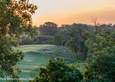 01581 Steam fog rising at sunrise, hole #4, Trinity Forest Golf Club, Dallas, Texas