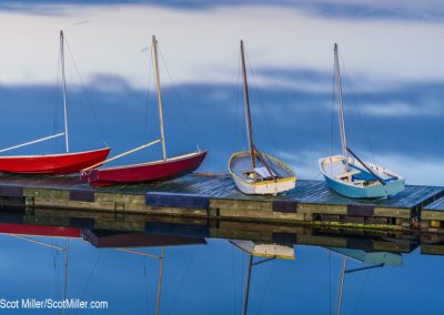 04896 Sail boats on dock at dawn, Saint Andrews Harbor, New Brunswick, Canada