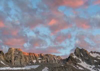 01519 Last rays of the sun kiss the mountains and set the clouds on fire, John Muir Wilderness, Sierra Nevada Mountains, CA